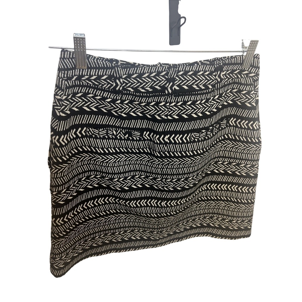 Maeve Anthropologie Black White Geometric Tribal Button Front Mini Skirt 4